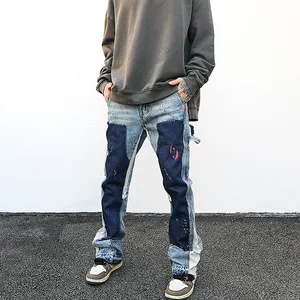 Trasporto di goccia streetwear jeans degli uomini alla moda dei jeans pantaloni stock bootcut jeans degli uomini dei jeans