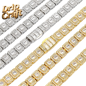 Collares y Pulseras para Hombre con Diseño Hip Hop, Chapado en Oro, Corte Princesa, Cierre Abatible de 7.5mm, Incrustaciones Mixtas de Zirconia Cuadrada en Forma de T y Estilo Rock <span class=keywords><strong>Candy</strong></span> - Product Image 2