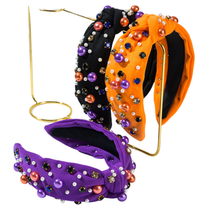 Diademas de Halloween para Mujer, Tela Coreana Anudada con Detalles de Diamantes de Imitación y Perlas - Product Image 1