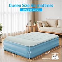 Matelas pneumatique gonflable moderne double taille avec pompe intégrée, portable et imperméable pour le camping et l'ameublement domestique
