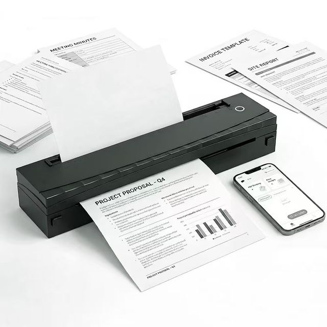 Portable A4 Thermal Printer Inkless Rechargeable for Business Trip Student Home Office Document Printing
