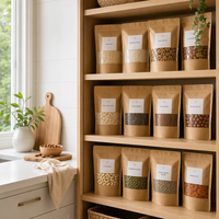 Sachets en papier kraft naturel brun refermables avec fermeture éclair pour snacks, petite capacité, plusieurs tailles, vente en gros directe usine