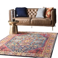 Tapis rectangulaire vintage en jute tissé WILTON, motif géométrique ethnique persan, à poils moyens, avec envers antidérapant en latex, lavable, pour salon et prière