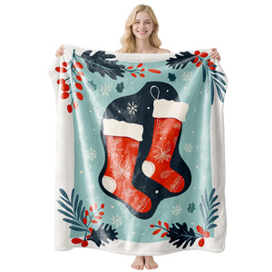 Merry Christmas Plush Throw <b>Blanket</b> With Nativity Scene Print Rectangular Cozy Home Decor Winter Use - Product Image 2