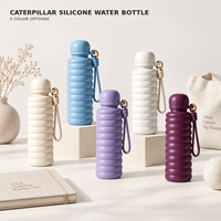 Nouvelle gourde sport Caterpillar 2026 à paroi côtelée avec couvercle à paille escamotable à ressort, en acier inoxydable 304, isolée sous vide