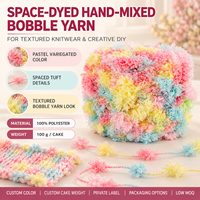 Fil fantaisie touffeté ombré à pompons, couleur bonbon pastel, moelleux, pour coussin au crochet et punch needle DIY, faible MOQ, vente en gros