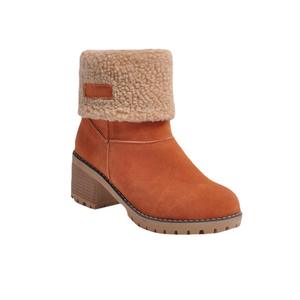 Botas de nieve plegables de Invierno para mujer, zapatos con piel de felpa, botines informales sin cordones, <span class=keywords><strong>calzado</strong></span>, Botas, botines para mujer, <span class=keywords><strong>calzado</strong></span> - Product Image 1