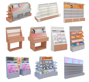 Expositor de cosméticos de madera con iluminación, moderno, con revestimiento de pintura en aerosol de alto brillo, fabricado en Vietnam por DSP, mostrador tipo isla para productos de cuidado de la piel. - Product Image 2