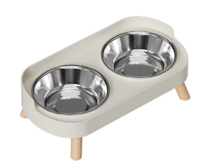 Bol double anti-renversement en acier inoxydable et plastique pour chats et chiens, protège les vertèbres cervicales, empêche les déversements, utilisation intérieure/extérieure - Product Image 4