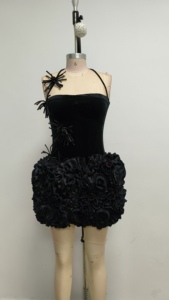 2025 haute qualité mode chaude femmes Sexy taille haute fleur perlée pansement deux pièces robe ensemble - Product Image 2