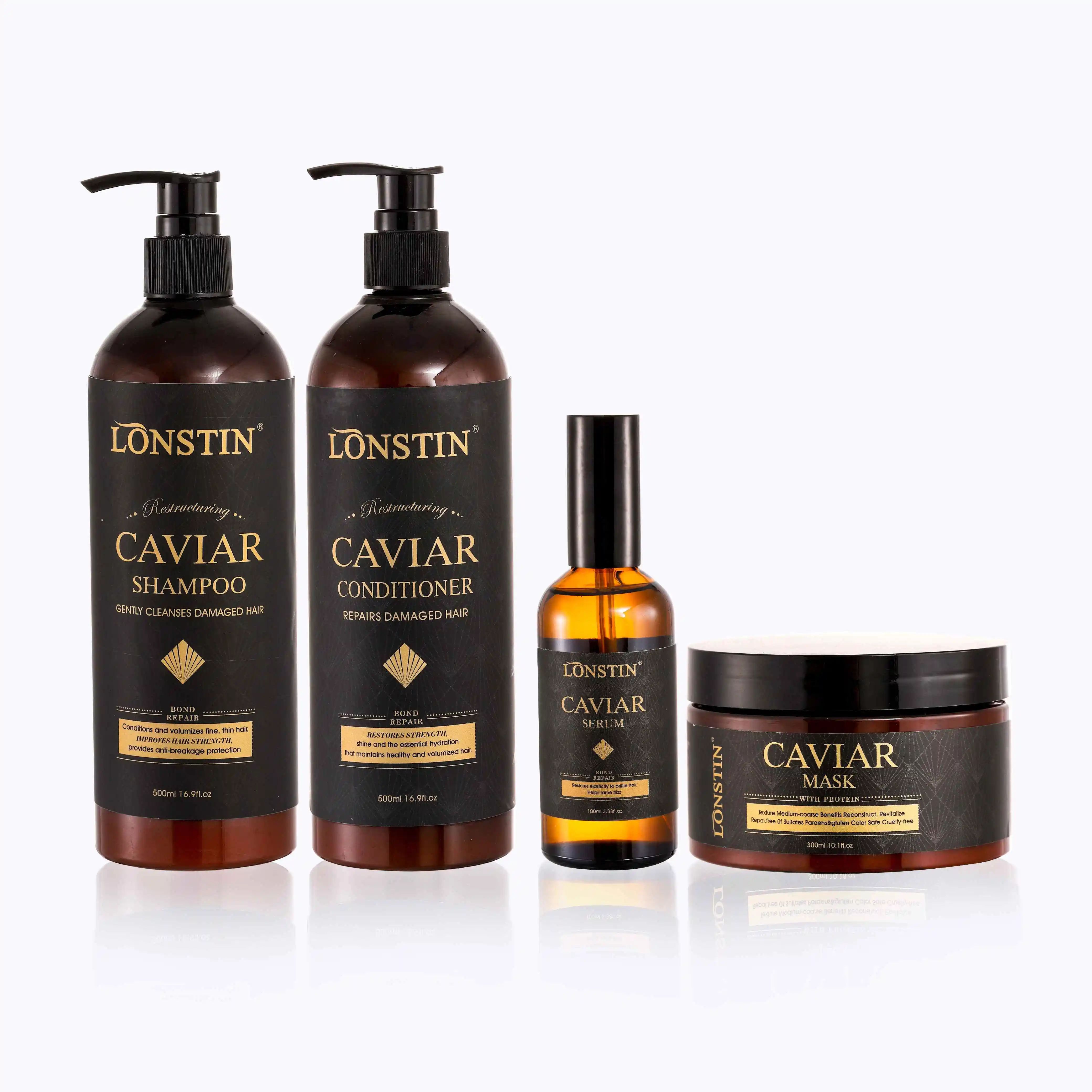 OEM-Kavirialsulfat-freies Shampoo individuelles Logo Luxus-Kinderechtes-Haarpflege-Set Produkte Bio-Protein Kaviar-Shampoo und Conditioner