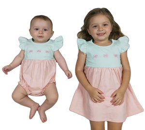 Vestido de Niña con Lazo y Bordado Estilo Coquette de RTS Boutique, Nuevos Diseños de Verano, Mono de Burbuja para Bebé, Ropa para Hermanas - Product Image 1