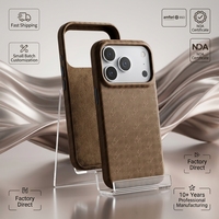 Coque de téléphone de luxe en cuir PU gaufré vintage, personnalisable en petites séries, à faible MOQ, protection intégrale pour iPhone 17 Pro Max