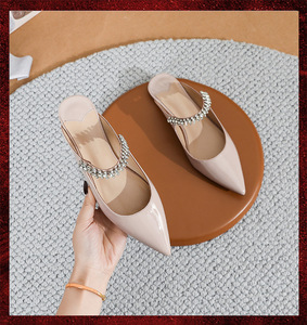Mules à talons hauts en cuir verni pour femme Muller Shoes 2025 – Sandales d'été à bout pointu, demi-chaussons, semelle intermédiaire en caoutchouc - Product Image 6