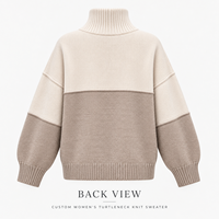 Pull en maille à col roulé pour femme, personnalisé, à blocs de couleur, à manches longues, ample, pour l'automne et l'hiver, à porter au quotidien