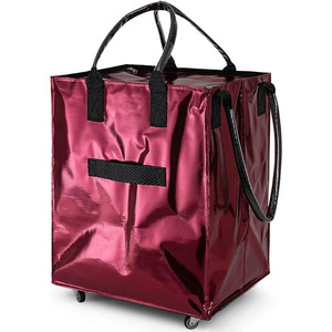 Custom riutilizzabili in PP Rolling Tote <span class=keywords><strong>Shopping</strong></span> <span class=keywords><strong>Bag</strong></span> Waterproof Trolley borsa <span class=keywords><strong>uomo</strong></span> donna con chiusura a cerniera Logo personalizzabile - Product Image 3