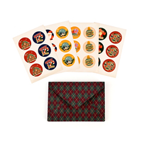 Cartes de Noël en papier avec impression couleur, 24 modèles, pack de cartes de vœux Joyeux Noël avec enveloppes et autocollants