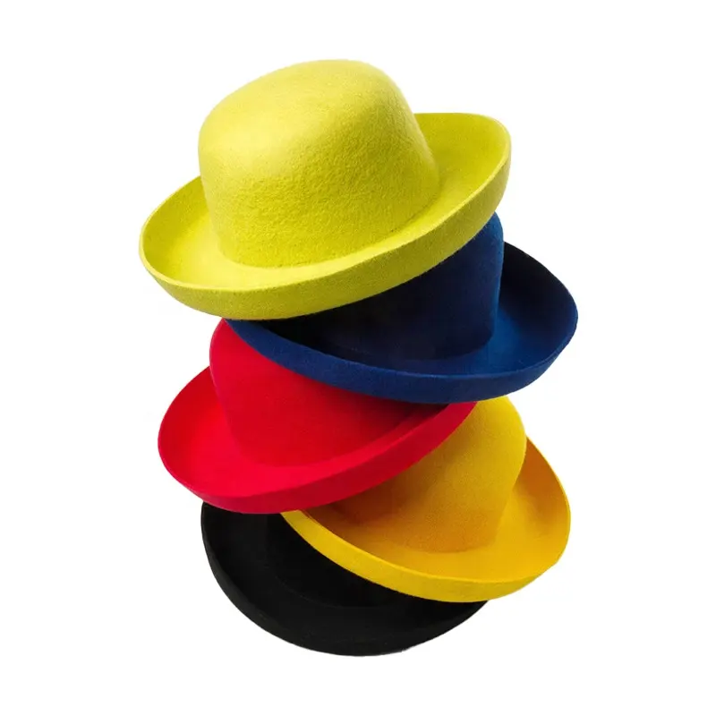 Wholesale ladies wool bowler hat Upturned Brim Felt Fedora Hats Popular good quality Fashion British style Fadora Hat