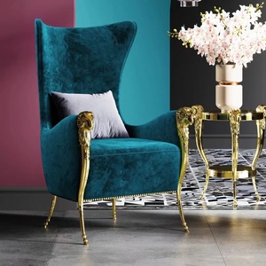 Silla moderna de lujo para interiores, sillón moderno de terciopelo con respaldo alto y estilo moderno - Product Image 1