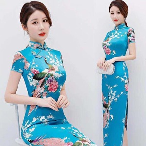 QFZ417-Vintage çiçek Qipao zarif çin elbiseler uzun artı boyutu ince Cheongsam S-6XL - Product Image 3