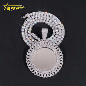 Nouveau design 2 pouces Moissanite <span class=keywords><strong>Pohto</strong></span> pendentif bijoux en argent Sterling 925 personnalisé Hip Hop mémoire Moissanite pendentif pour hommes cadeaux - Product Image 3