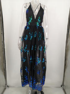 Neues Design Damen Deep V-Ausschnitt Riemen Ballkleider Stretch Stoff Pailletten Party kleider Frauen Luxus Abendkleid - Product Image 5