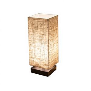 Lampe de table créative de style zen japonais et chinois, abat-jour en tissu, design carré, interrupteur à bouton, tension universelle pour salon - Product Image 1