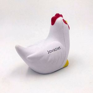 Cadeau promotionnel amusant en forme d'animal, balle anti-stress en mousse PU blanche en forme de poulet, balle à presser pour soulager le stress, logo personnalisé - Product Image 4