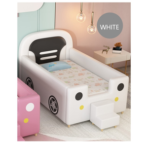 <span class=keywords><strong>Lit</strong></span> bébé en cuir coloré moderne et durable JS avec cadre en bois massif, barrière haute, design écologique pour chambre à coucher et hôtel - Product Image 2