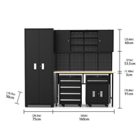 Poste de travail d'atelier robuste établi modulaire armoire à outils établi de garage avec tiroirs