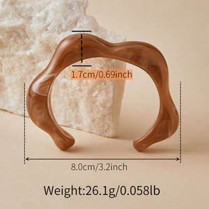 Dalgalı Akrilik Manşet Bileklik Kadınlar için Açık Tasarım Mermer Desenli Reçine Bilezik Minimalist Düzensiz Şekil Günlük Kullanım için Moda Takı - Product Image 3
