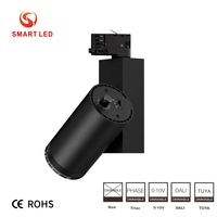 Luces LED de Riel COB Inteligentes y Modernas de Aluminio, 0-10V Dali Tuya, Regulables, con Haz de Luz Estrecho Ajustable de 10-55 Grados, 30W/35W, Alto CRI