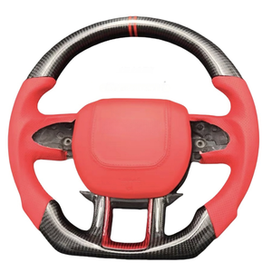 Volant sport en fibre de carbone véritable à fond plat et alcantara personnalisé <span class=keywords><strong>rouge</strong></span> pour Land Rover Range Rover Discovery Sport - Product Image 2