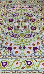 Jeté Suzani fait main, tapisserie murale brodée, couvre-table, couvre-lit ethnique indien, couverture bohème - Product Image 5