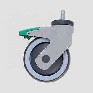 <span class=keywords><strong>Roulettes</strong></span> pivotantes avec frein à anneau de maintien, tige en nylon, fourche en TPR, noyau en PP pour chariots de transport, chariots utilitaires, chariots de service alimentaire - Product Image 1