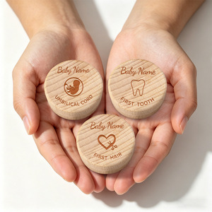 Boîte en bois pour ranger les dents et les cheveux de bébé, les anneaux et les bijoux ; peut être gravée. - Product Image 2
