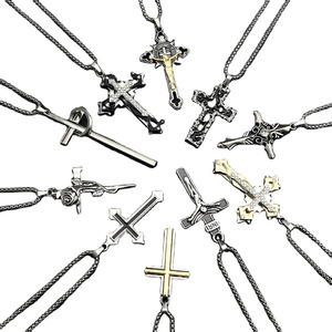 Collane <span class=keywords><strong>con</strong></span> Ciondolo a Croce di Gesù Antiche per Uomo, Stile Hip-hop e Street, Accessori di Gioielleria Maschile - Product Image 1