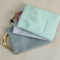 Pochette à bijoux en suède, pochette plate, sac cadeau, logo personnalisé en relief pour l'emballage de bagues, colliers, boucles d'oreilles, vente en gros