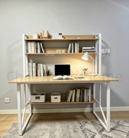 Bureau en bois avec étagère intégrée, design moderne, bureau d'étude pour étudiants, étagère de rangement, bureau d'ordinateur simple, bureau en MDF