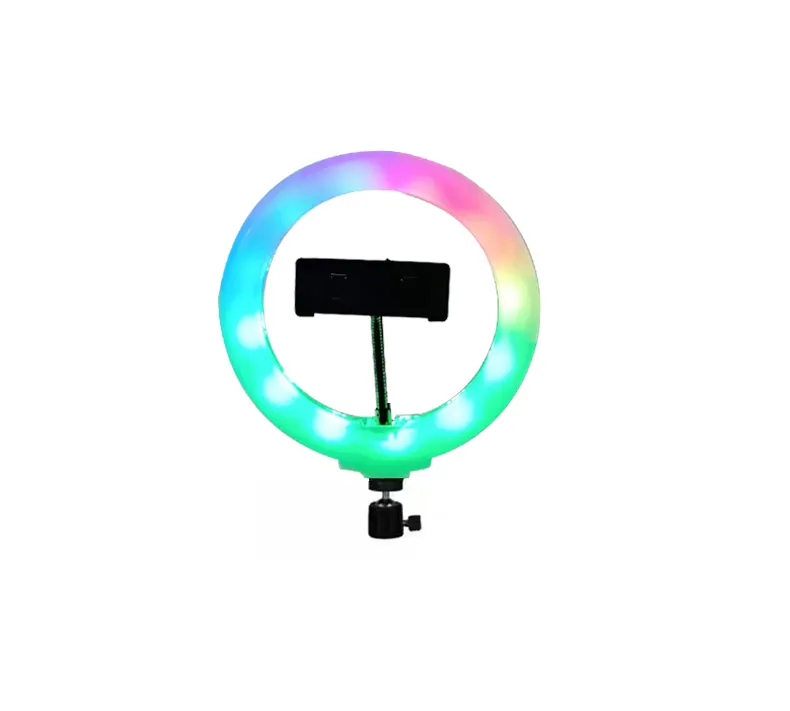 USB de 8 polegadas RGB LED Círculo Selfie Fill Ring Lamp Mini Telefone Ring Light com Tripé Suporte para Fotografia e Videografia