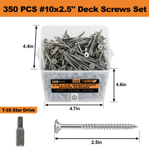 Vít Kit #10 Thép Không Gỉ Gỗ Vít 350Pcs Boong Vít T25 Sao Bit Chống Gỉ Gỗ - Product Image 2