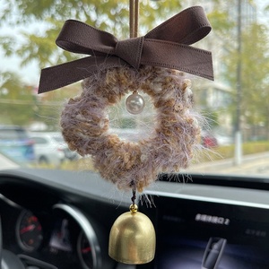 Handmade Luxury Plush Glossy <b>Car</b> Rearview Mirror Interior Hanging <b>Ornament</b> 25mm*25mm Christmas Melard Color Series - Product Image 4