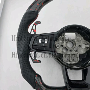 Volant de direction en cuir perforé et fibre de carbone forgée, produits personnalisés pour Volkswagen Golf R - Product Image 3