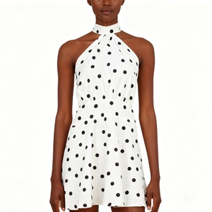 Vestidos de Verano sin Mangas para Mujer, con Cuello Halter, Espalda Descubierta, Cintura Alta, Estampado de Puntos, Mini Vestidos de Moda Femenina - Product Image 5