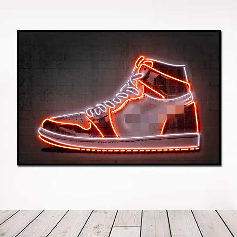 Sneaker Neon Wall Art Modern Street Graffiti Basketball Shoes Poster Fashion Sport Shoes jordan 4 neon nike sign flex led neon