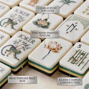 Nuevo Estilo Lujoso y Moderno, Plegable, Portátil, Resistente al Agua, Ecológico, con Patrón de Tortuga, Mahjong, Loto Blanco Dibujado a Mano - Product Image 1