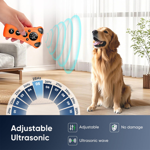 Entrenador ultrasónico ajustable para perros, 10 niveles, recargable, de frecuencia variable, resistente al agua, IP67, Corrector de comportamiento de mascotas de plástico - Product Image 2