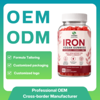 Gummies de fer végétaux sans OGM, sans gluten, sans gélatine, avec complexe B, vitamine C et zinc – Complément nutritionnel quotidien – Marque privée OEM ODM
