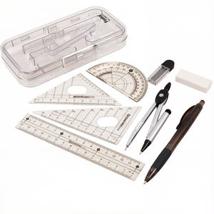 Ensemble de géométrie Foska gris, 8 pièces, facile à transporter et à ranger, <span class=keywords><strong>avec</strong></span> règle, rapporteur, compas, <span class=keywords><strong>crayon</strong></span> mécanique et gomme - Product Image 3