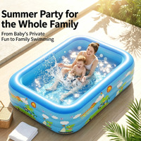 Piscine gonflable rectangulaire en PVC écologique à trois couches de 130*95*52 cm pour bébés, tout-petits et enfants, pliable, pour la maison et l'extérieur